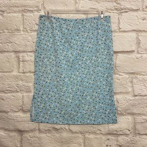 FOREVER 21 Skirt Womens Medium/Large Light Blue Floral Stretch Skirt Knee Length